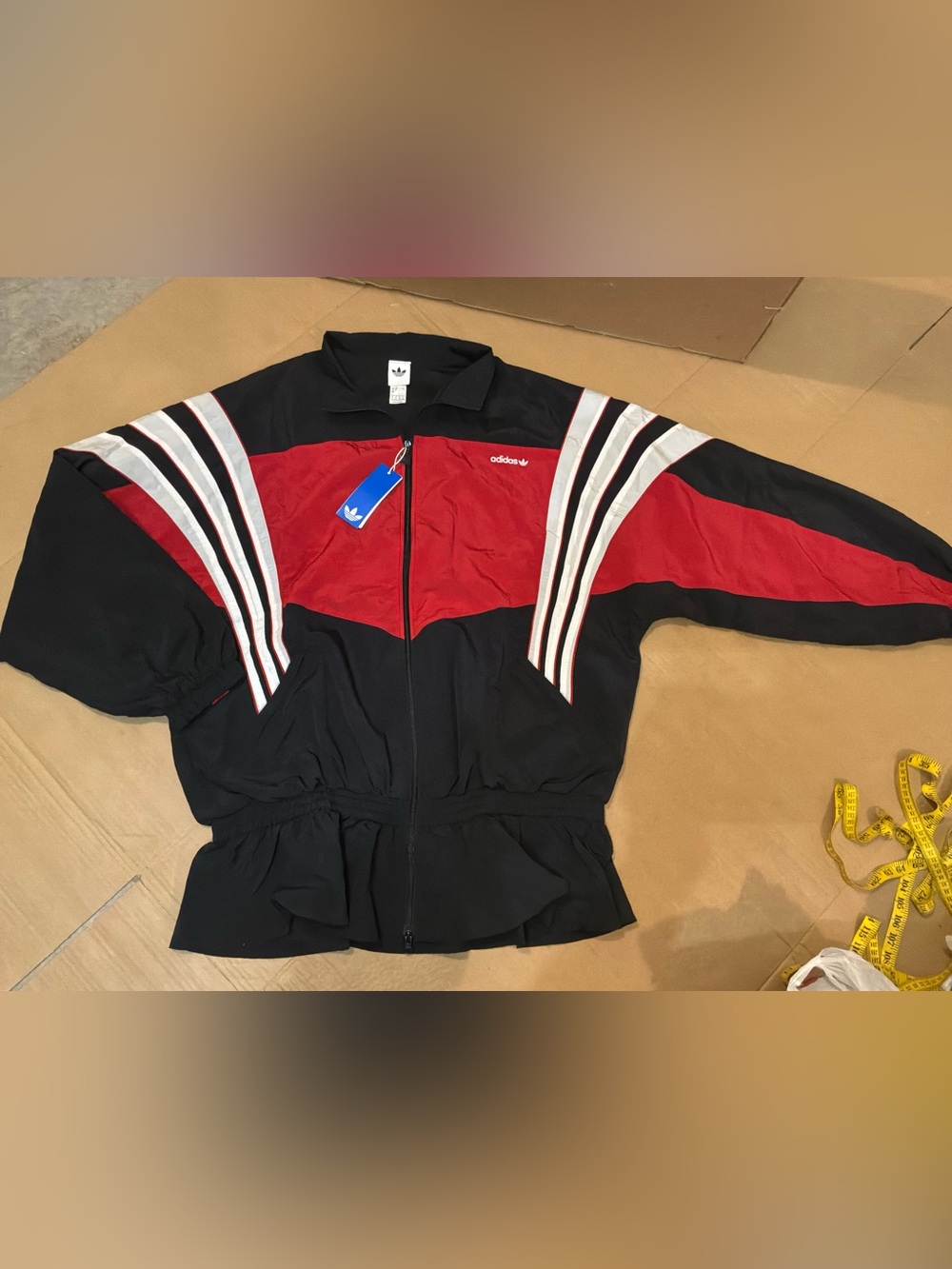 Adidas Originals SANTIAGO Peplum Woven Track Jacket Black KC9134 Women's Sz XL